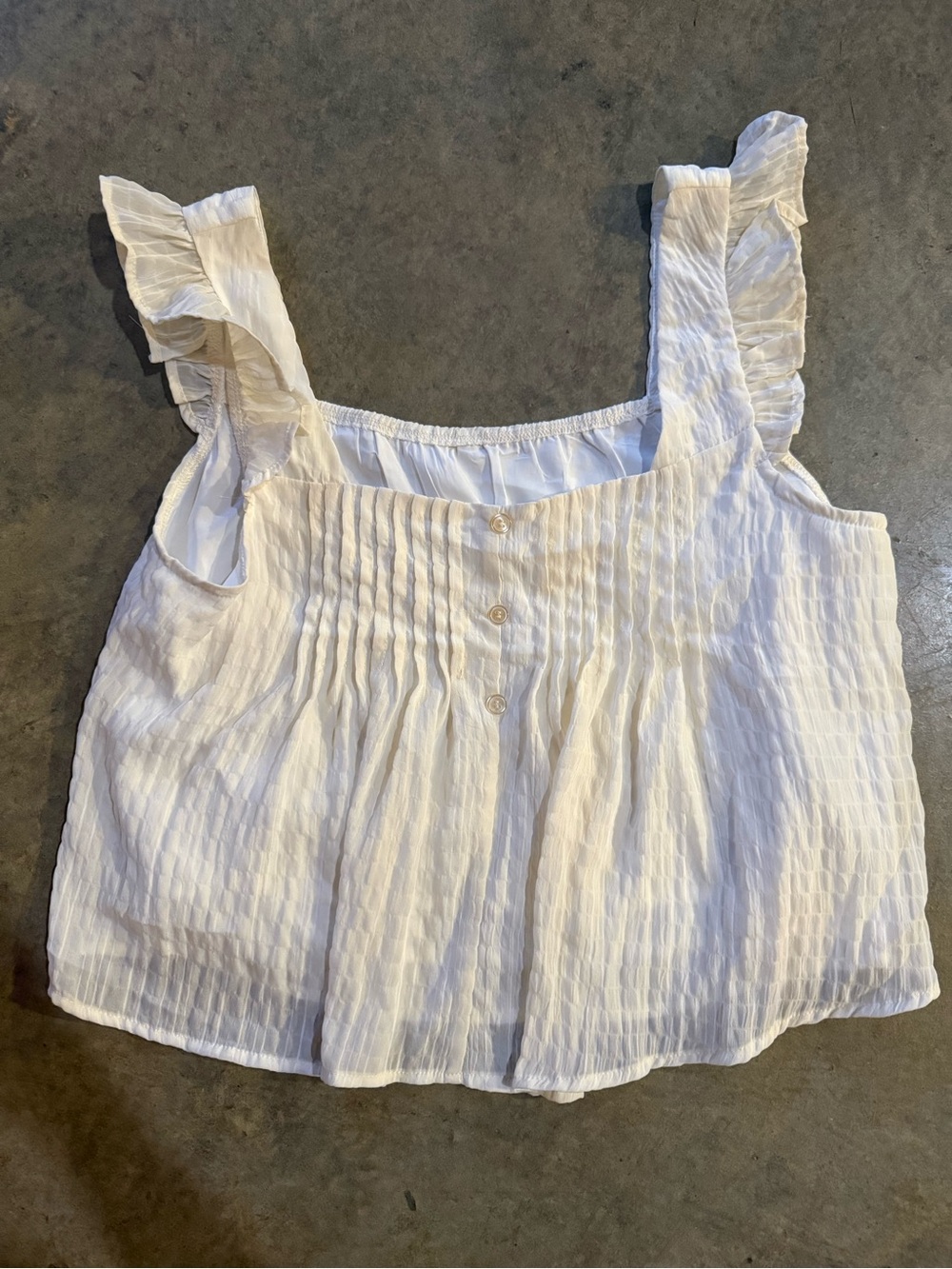 Cider White Ruffled Strap Tank Top